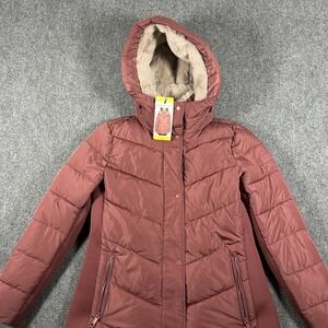 NWT Andrew Marc Jacket Women's Small Terra Rose Puffer Faux Fur Hooded